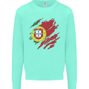 Torn Portugal Flag Portugese Day Football Kids Sweatshirt Jumper Peppermint