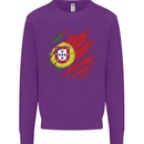 Torn Portugal Flag Portugese Day Football Kids Sweatshirt Jumper Purple