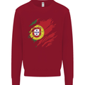 Torn Portugal Flag Portugese Day Football Kids Sweatshirt Jumper Red