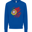 Torn Portugal Flag Portugese Day Football Kids Sweatshirt Jumper Royal Blue