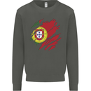 Torn Portugal Flag Portugese Day Football Kids Sweatshirt Jumper Storm Grey
