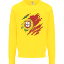 Torn Portugal Flag Portugese Day Football Kids Sweatshirt Jumper Yellow