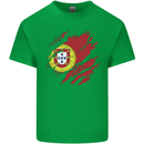 Torn Portugal Flag Portugese Day Football Kids T-Shirt Childrens Irish Green