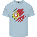 Torn Portugal Flag Portugese Day Football Kids T-Shirt Childrens Light Blue