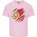 Torn Portugal Flag Portugese Day Football Kids T-Shirt Childrens Light Pink