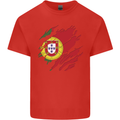 Torn Portugal Flag Portugese Day Football Kids T-Shirt Childrens Red
