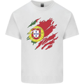 Torn Portugal Flag Portugese Day Football Kids T-Shirt Childrens White