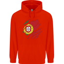 Torn Portugal Flag Portugese Day Football Mens 80% Cotton Hoodie Bright Red