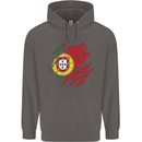 Torn Portugal Flag Portugese Day Football Mens 80% Cotton Hoodie Charcoal