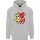 Torn Portugal Flag Portugese Day Football Mens 80% Cotton Hoodie Sports Grey