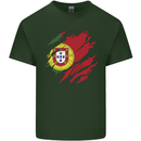 Torn Portugal Flag Portugese Day Football Mens Cotton T-Shirt Tee Top Forest Green