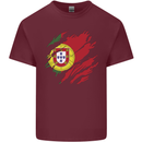 Torn Portugal Flag Portugese Day Football Mens Cotton T-Shirt Tee Top Maroon