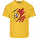 Torn Portugal Flag Portugese Day Football Mens Cotton T-Shirt Tee Top Yellow