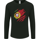 Torn Portugal Flag Portugese Day Football Mens Long Sleeve T-Shirt Black