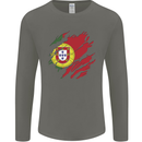Torn Portugal Flag Portugese Day Football Mens Long Sleeve T-Shirt Charcoal