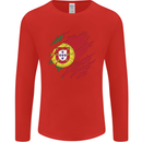 Torn Portugal Flag Portugese Day Football Mens Long Sleeve T-Shirt Red
