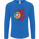 Torn Portugal Flag Portugese Day Football Mens Long Sleeve T-Shirt Royal Blue
