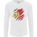Torn Portugal Flag Portugese Day Football Mens Long Sleeve T-Shirt White