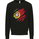 Torn Portugal Flag Portugese Day Football Mens Sweatshirt Jumper Black