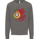 Torn Portugal Flag Portugese Day Football Mens Sweatshirt Jumper Charcoal