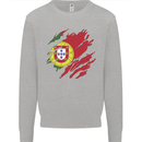 Torn Portugal Flag Portugese Day Football Mens Sweatshirt Jumper Sports Grey