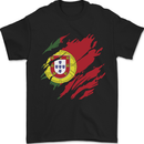 Torn Portugal Flag Portugese Day Football Mens T-Shirt 100% Cotton Black