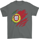 Torn Portugal Flag Portugese Day Football Mens T-Shirt 100% Cotton Charcoal