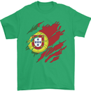 Torn Portugal Flag Portugese Day Football Mens T-Shirt 100% Cotton Irish Green