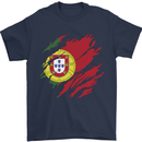 Torn Portugal Flag Portugese Day Football Mens T-Shirt 100% Cotton Navy Blue