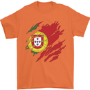 Torn Portugal Flag Portugese Day Football Mens T-Shirt 100% Cotton Orange
