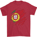 Torn Portugal Flag Portugese Day Football Mens T-Shirt 100% Cotton Red