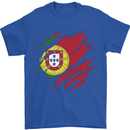 Torn Portugal Flag Portugese Day Football Mens T-Shirt 100% Cotton Royal Blue