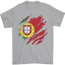 Torn Portugal Flag Portugese Day Football Mens T-Shirt 100% Cotton Sports Grey