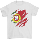 Torn Portugal Flag Portugese Day Football Mens T-Shirt 100% Cotton White