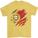 Torn Portugal Flag Portugese Day Football Mens T-Shirt 100% Cotton Yellow
