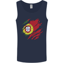 Torn Portugal Flag Portugese Day Football Mens Vest Tank Top Navy Blue
