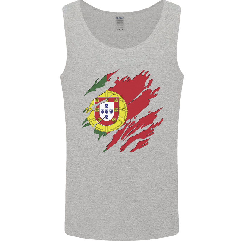 Torn Portugal Flag Portugese Day Football Mens Vest Tank Top Sports Grey