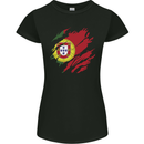 Torn Portugal Flag Portugese Day Football Womens Petite Cut T-Shirt Black