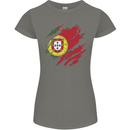 Torn Portugal Flag Portugese Day Football Womens Petite Cut T-Shirt Charcoal