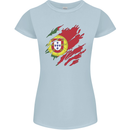 Torn Portugal Flag Portugese Day Football Womens Petite Cut T-Shirt Light Blue