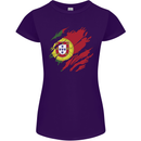 Torn Portugal Flag Portugese Day Football Womens Petite Cut T-Shirt Purple
