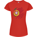 Torn Portugal Flag Portugese Day Football Womens Petite Cut T-Shirt Red