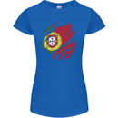Torn Portugal Flag Portugese Day Football Womens Petite Cut T-Shirt Royal Blue