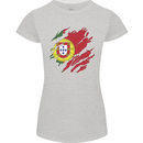 Torn Portugal Flag Portugese Day Football Womens Petite Cut T-Shirt Sports Grey