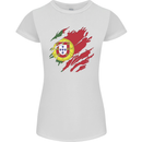 Torn Portugal Flag Portugese Day Football Womens Petite Cut T-Shirt White
