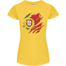 Torn Portugal Flag Portugese Day Football Womens Petite Cut T-Shirt Yellow