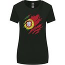 Torn Portugal Flag Portugese Day Football Womens Wider Cut T-Shirt Black