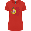 Torn Portugal Flag Portugese Day Football Womens Wider Cut T-Shirt Red