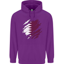 Torn Qatar Flag Qatari Day Football Childrens Kids Hoodie Purple