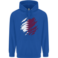 Torn Qatar Flag Qatari Day Football Childrens Kids Hoodie Royal Blue